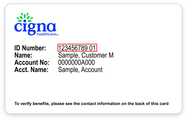 Cigna Healthcare Global ID Card Example 1