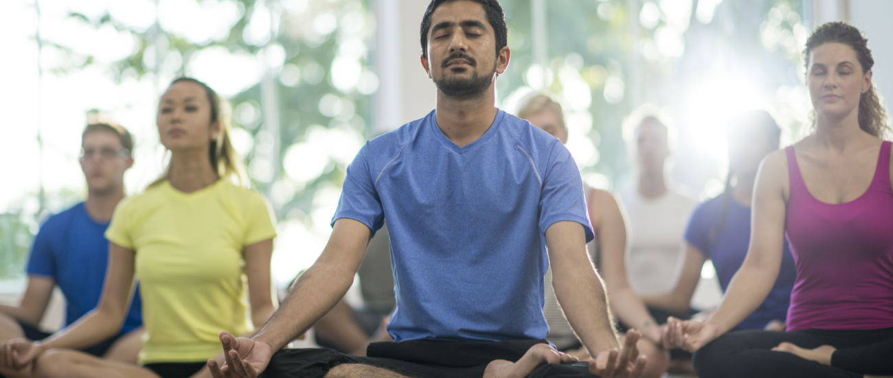 A group practicing yoga