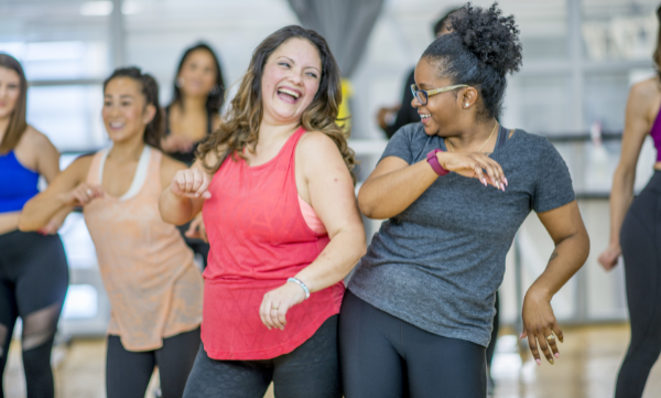 women at a dance fitness club